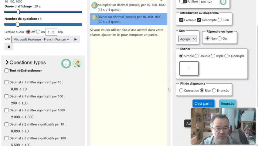 MathsMentales tuto 3 panier et paramètres d un diaporama Numérique