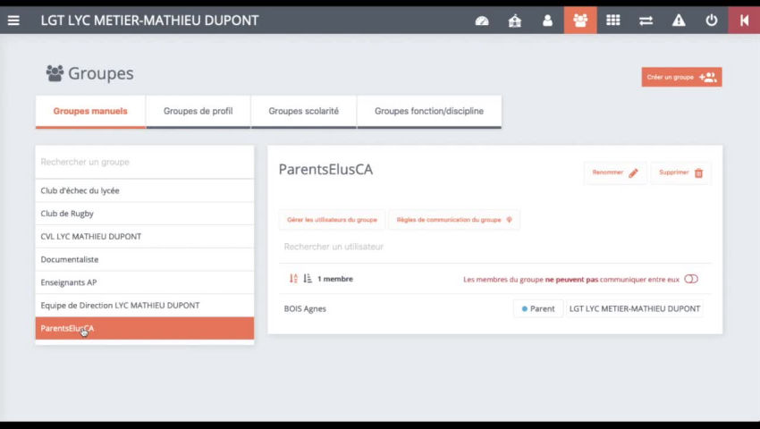 ENT monlycée.net : gestion des groupes, des règles de communication ...