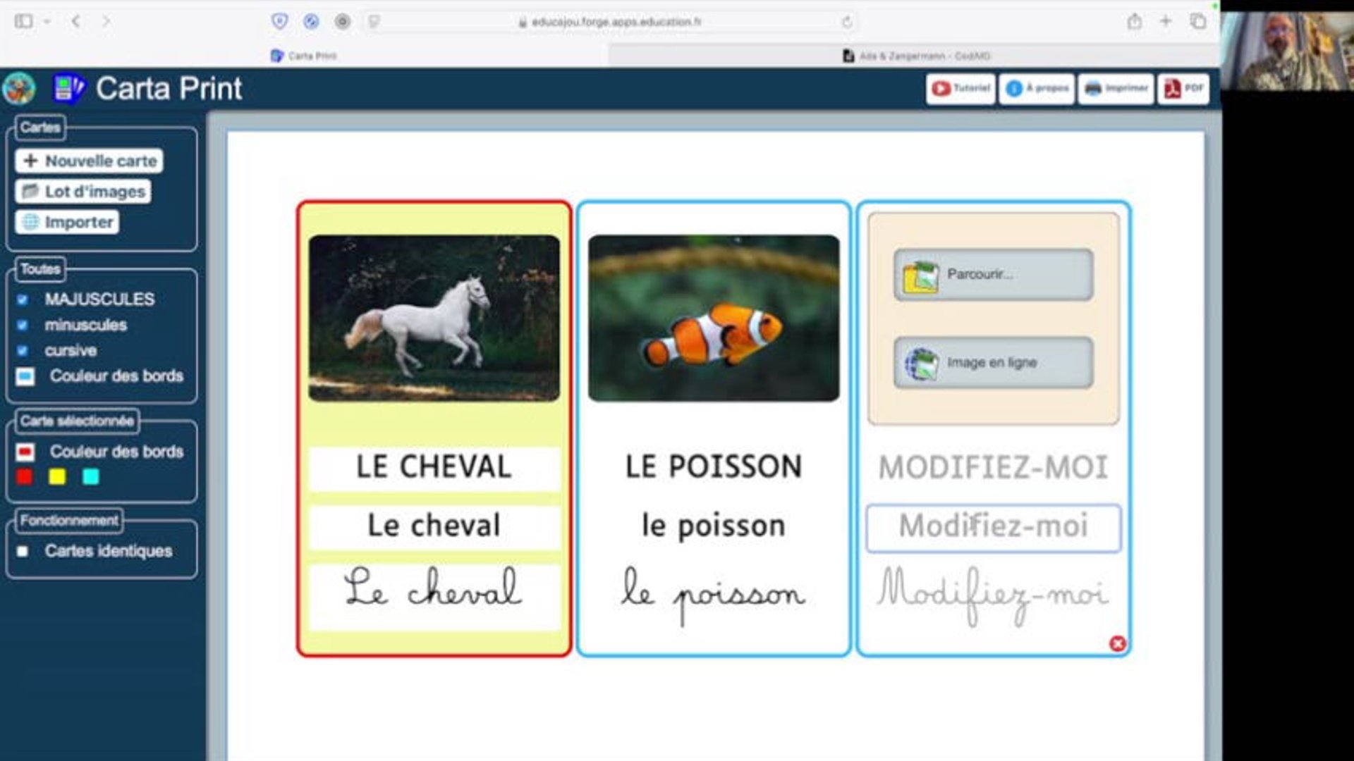 Cartaprint : une application Educajou pour créer des cartes de ...