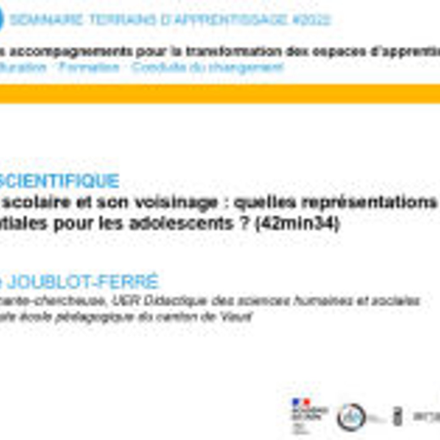 L'établissement scolaire et son voisinage : quelles représentations et expériences spatiales pour les adolescents ? episode artwork