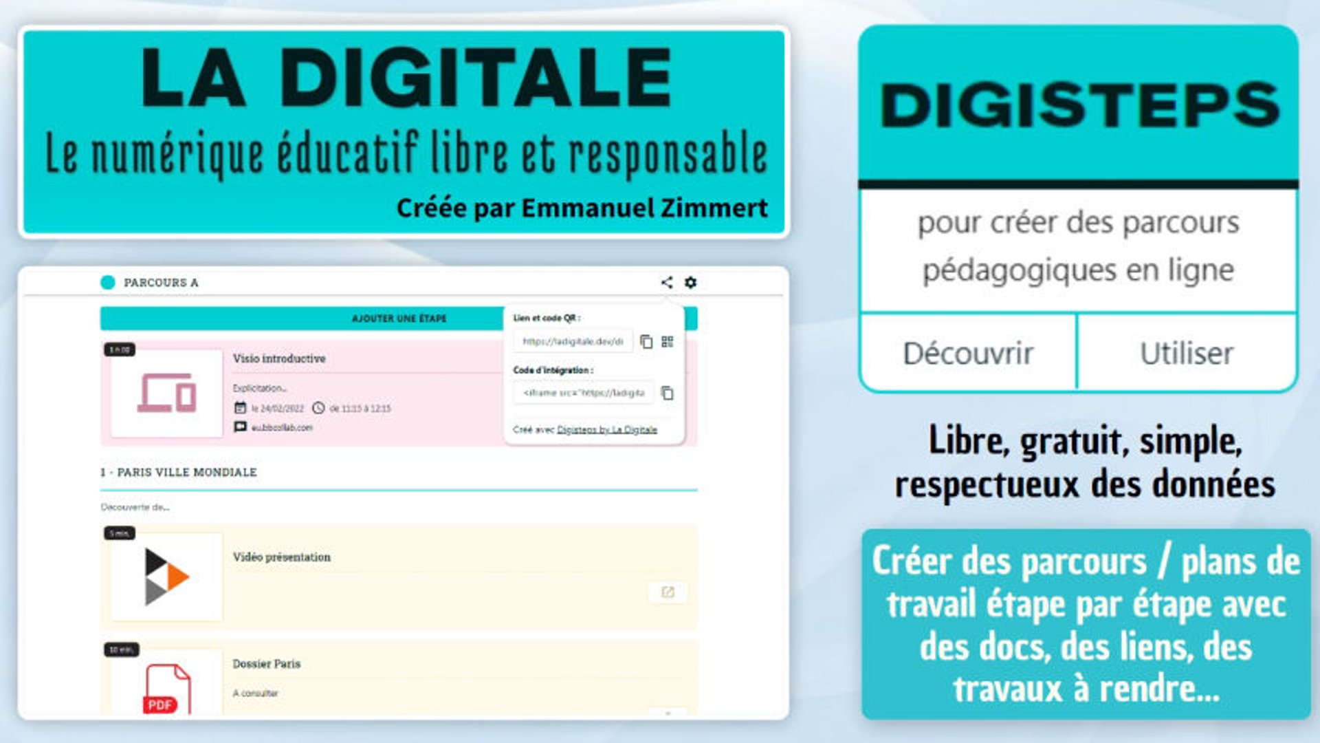 Tutoriel - Digisteps de Ladigitale (créer un parcours / plan de travail ...
